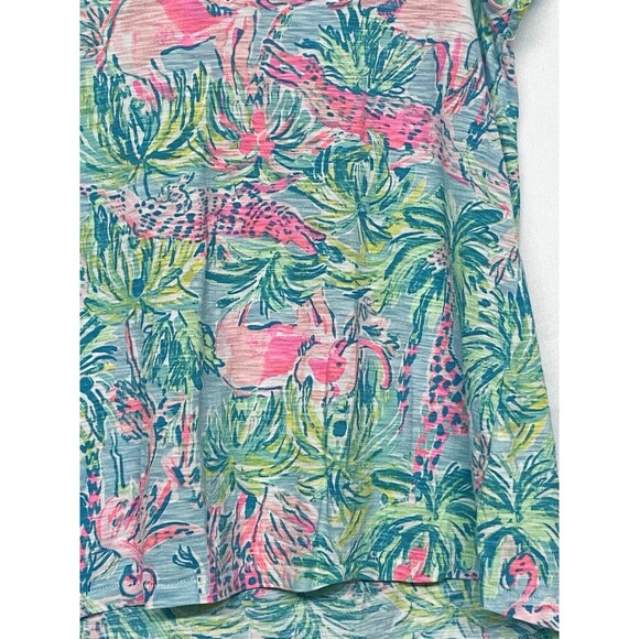 Lilly Pulitzer Women’s XS Pink Elephant Flamingo Alligator Giraffe Safari Top - Picture 5 of 9